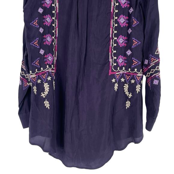 Johnny Was Curacao Floral Embroidered Oversized Tunic Shirt Size XS - Picture 10 of 13